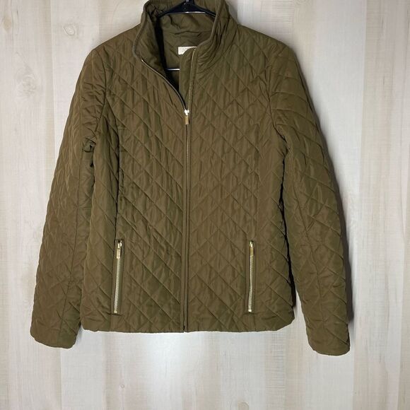 J. Crew Olive green quilted‎ jacket coat, size small - Picture 10 of 14